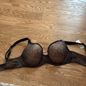 Soma Black Lace Full-Coverage Bra with Underwire Support